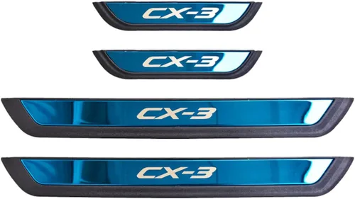 Miniatura 4 de Kit de protector de umbral de puerta inoxidable para Mazda CX-3 2016-2023 (texto azul CX 3)