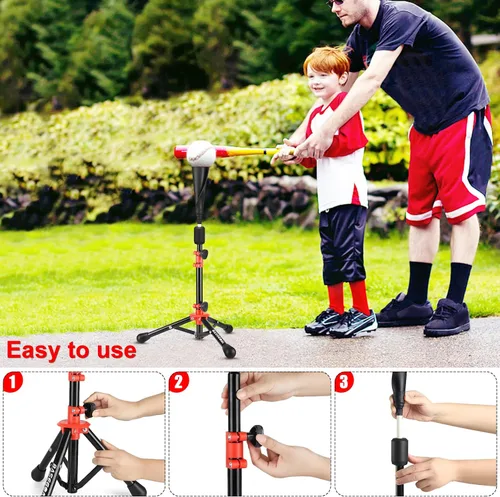 Miniatura 4 de BaseGoal Camiseta de Bateo de Béisbol para Niños, Tee de Bateo, Tee de Sóftbol, Tee de Bateo para Jóvenes, Tee de Teeball, Tee de Viaje, Altura