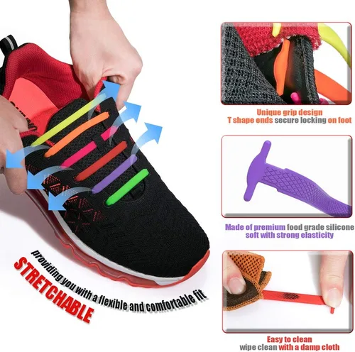 Miniatura 3 de HOMAR - Cordones sin lazo para niños y adultos, cordones elásticos de silicona sin atar