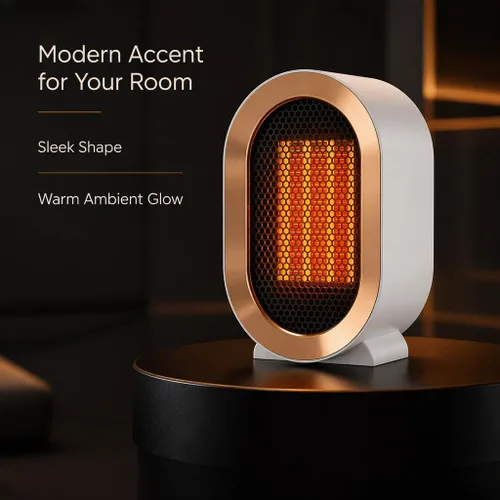Miniatura 5 de Calentador eléctrico portátil para interiores, calentador de escritorio personal de 1200 W, calefacción silenciosa rápida de cerámica con termostato