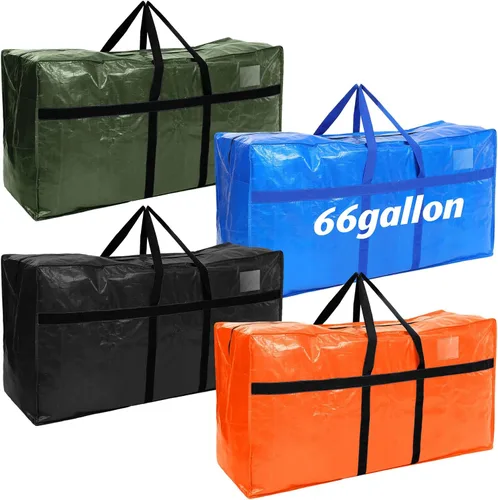 Miniatura 30 de 4 Piezas Bolsas de Mudanza Grandes con Cremallera y Asas Bolsas de Lona Tipo Duffle Plegables de Almacenamiento Extra Resistentes Extra Grandes