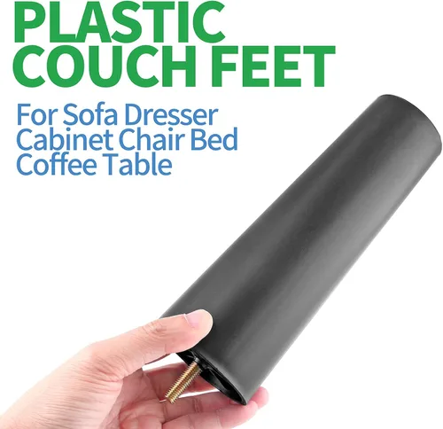 Miniatura 6 de 4 patas de sofá de 2.5 pulgadas, patas cónicas para muebles, patas de sofá de plástico con pernos de suspensión M8 para sofá, tocador, armario