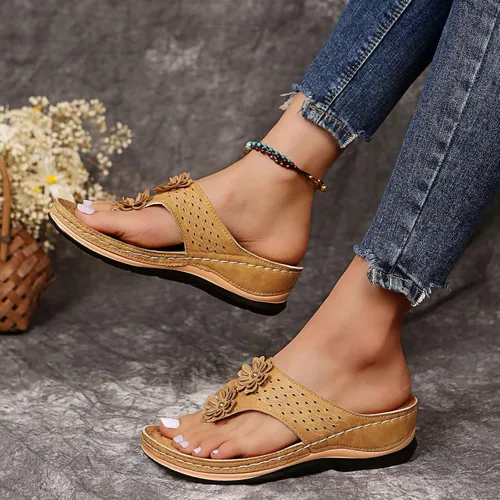 Miniatura 20 de Sandalias planas de verano elegantes para mujer, sandalias ortopédicas para mujer, soporte de arco