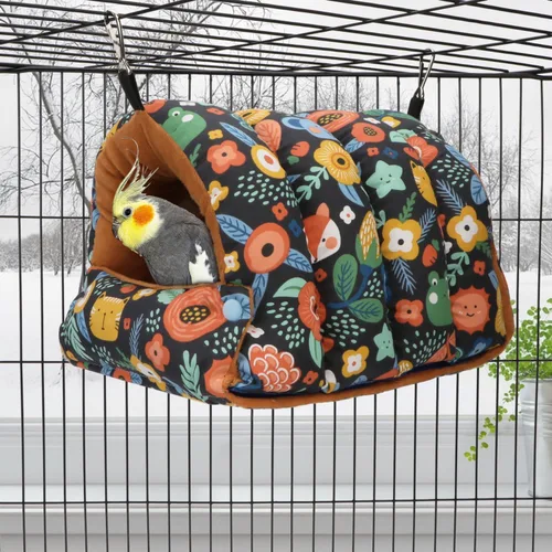 Miniatura 3 de Wontee Casa de Nido de Pájaros Refugio Cálido de Invierno Cabaña Acogedora Cama para Pájaros Hamaca Colgante para Loros Periquitos Caiques Senegal
