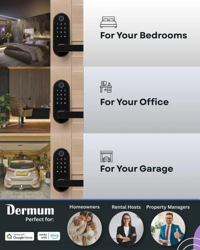Miniatura 2 de Cerradura inteligente digital de huellas dactilares sin llave con mango y teclado: cerradura electrónica/eléctrica con código, control