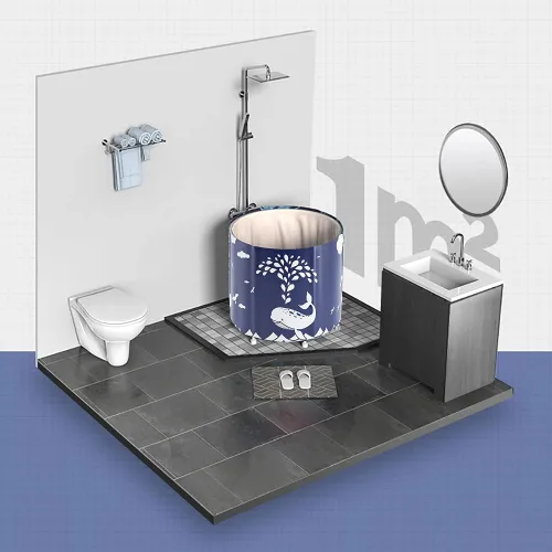 Miniatura 7 de BDL - Tina portátil japonesa plegable para adultos, tinas de hidromasaje independientes con espuma térmica, tina de spa plegable para espacios Azul