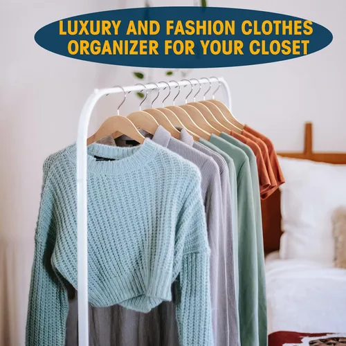 Miniatura 4 de Paquete de 20 perchas de madera con acabado liso, colgador de ropa resistente para trajes, chaquetas, pantalones, vestidos, perchas para armario