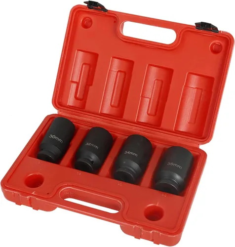 Juego de 4 llaves de impacto de 1/2 pulgada, tamaño métrico de 12 puntos, 1.181 in, 1.260 in, 1.339 in, 1.417 in, juego de llaves de impacto de