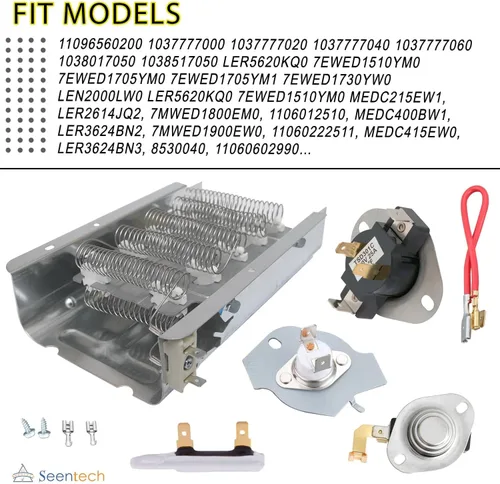 Miniatura 3 de Seentech Elemento calefactor para secadora 279838 y fusible térmico 3392519 y termostato de secadora 279816 3977767 - Compatible con secadora