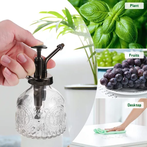 Miniatura 6 de GANAZONO Pequeña regadera botella de spray de vidrio para botella de riego de terrario Diseño vintage de vidrio