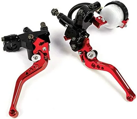 Miniatura 2 de MASO Freno hidráulico universal Motorbke de 7/8 pulgadas y palanca de embrague izquierdo y derecho par de aceite de metal adecuado para la mayoría