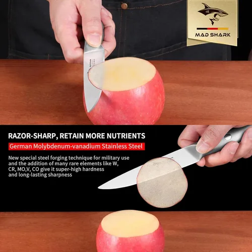 Miniatura 2 de MAD SHARK Cuchillo de pelar de 5 pulgadas, cuchillos de pelar, cuchillo de cocina pequeño, cuchillo alemán de acero inoxidable para verduras, diseño