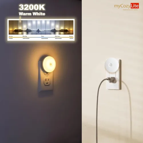 Miniatura 2 de Luz nocturna con sensor de movimiento, paquete de 2 luces nocturnas activadas por movimiento, encendido y apagado automático, tono cálido de 3200 K