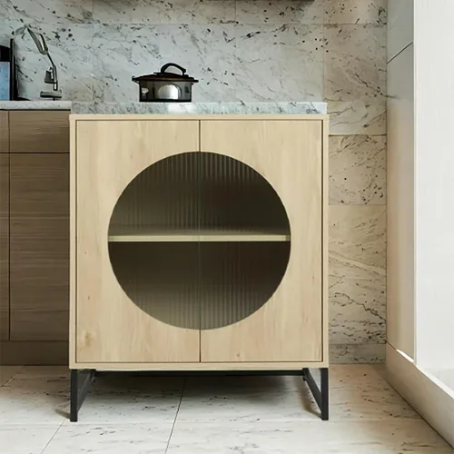Miniatura 6 de Gabinete con puertas de cristal, gabinete de baño de 26 pulgadas, gabinete de almacenamiento para cocina de pared con 2 puertas, aparador de buffet