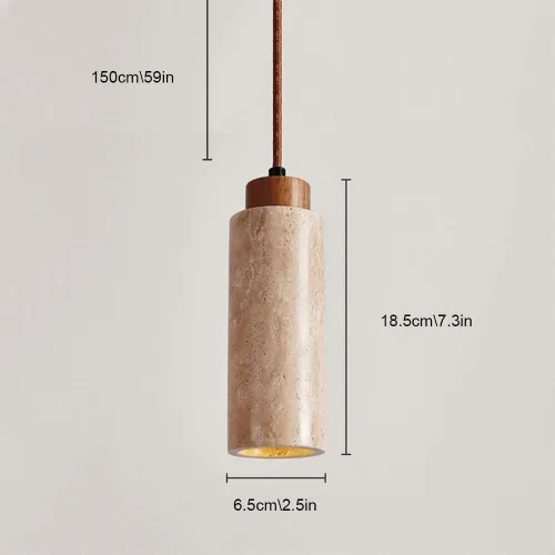 Miniatura 3 de Bedroom Bedside Mini Travertine Pendant Lights, Nordic Natural Stone Shade Ceiling Hanging Lighting with E27/E26 Sockets, 59 in Adjustable Height