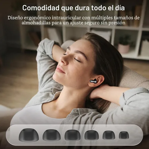 Miniatura 7 de TOZO Auriculares inalámbricos híbridos con cancelación activa de ruido con 6 micrófonos AI Clear Call Ear Buds 68H Playtime con pantalla LED, 32