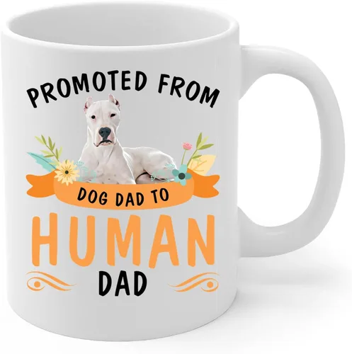 Miniatura 2 de Promoted from Lying Dogo Argentino Dog Dad to Human Dad Coffee Mug White Ceramic Cup 11oz