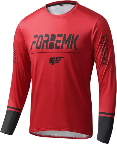 FORBEMK Camisas de bicicleta para hombre, de manga larga, secado rápido, absorbe la humedad, para correr, senderismo, ciclismo, camiseta de manga