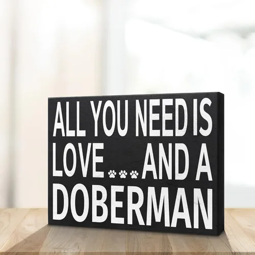 Miniatura 3 de JennyGems Regalo para amante de Doberman, All You Need Is Love and a Doberman, letrero de madera, decoración de estante y colgante de pared