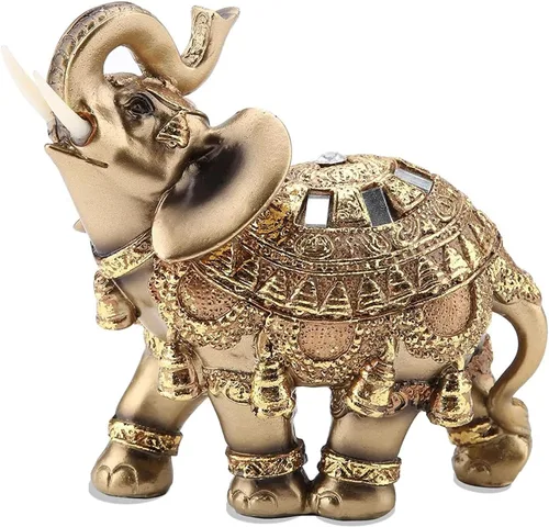 Estatuas de elefante dorado, decoración del hogar de Feng Shui para sala de estar, figuras de elefantes, coleccionables, decoración de regalo