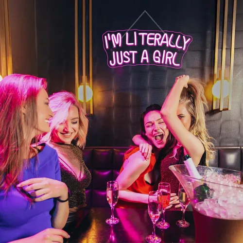 Miniatura 7 de Lucunstar Letrero de neón "I'M Literally Just A Girl" en rosa, letrero LED, luz de neón LED rosa para decoración de pared, letrero iluminado