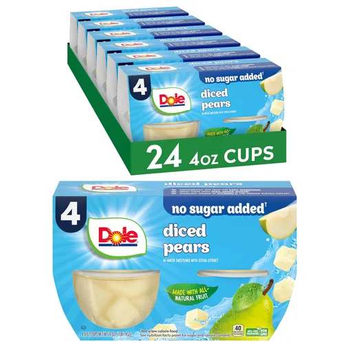 Miniatura 7 de Dole - Tazones de peras en cubos en jugo 100% de fruta, 4 oz, 12 tazas en total, sin gluten ni lácteos, refrigerios a granel para niños y adultos