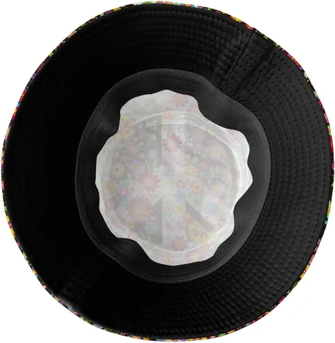 Miniatura 5 de Sombrero de pescador plegable para el sol y la playa, para mujeres y hombres, senderismo al aire libre, Flor hippie 60s 70s moda paz