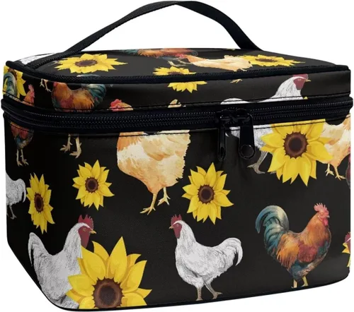 Miniatura 36 de doginthehole Bolsa de maquillaje, bolsa de cosméticos de viaje, bolsa de aseo portátil grande, organizador de accesorios para mujeres y niñas