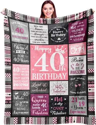 Miniatura 15 de Ivivis Regalos de 100º Cumpleaños para Mujeres Manta 60"x50", Suministros de Decoraciones para Fiesta de 100º Cumpleaños, Regalos de Feliz 100º
