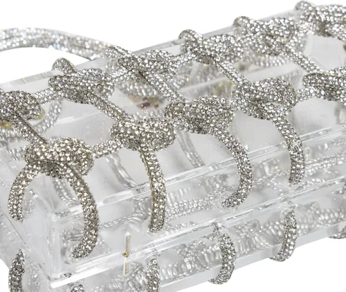 Miniatura 4 de Diamante hand Bag. Rhinestone Evening bag. Hardbodied acrylic handbag. Gift for her. Sparkling rope handbag