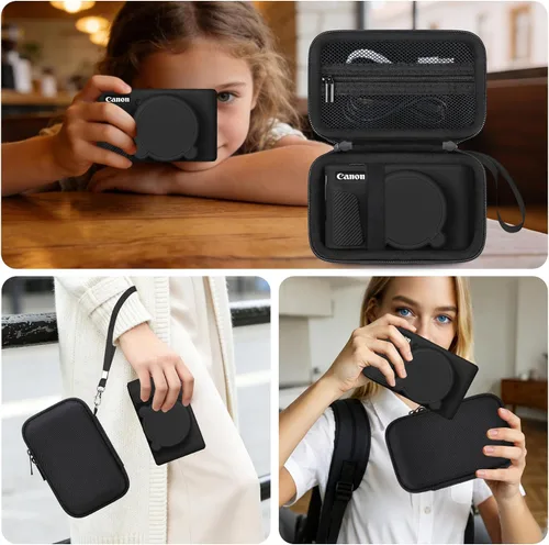 Miniatura 8 de Elonbo Funda para cámara digital Canon PowerShot SX740/SX730, Canon SX740/SX730 HS funda de transporte rígida + funda de silicona suave con cubierta