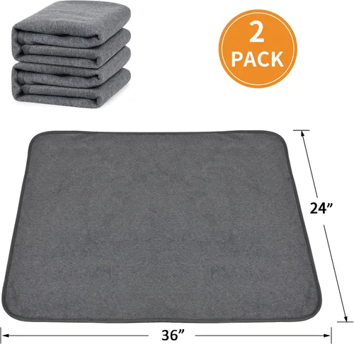 Miniatura 5 de Almohadillas lavables para orina de perro 24x36 pulgadas paquete de 2 reutilizables, alfombrillas absorbentes antideslizantes para perros