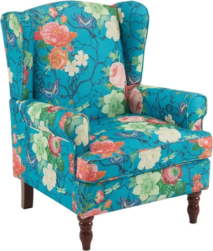 Miniatura 23 de YOLENY - Silla decorativa moderna, con respaldo alto, sillón tapizado con botones de tela, sofá individual con patas de madera para sala de estar