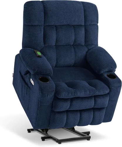 Miniatura 39 de MCombo 7893 - Silla reclinable pequeña de doble motor para ancianos pequeños, silla elevadora de gravedad cero con calor y masaje, posición Beige