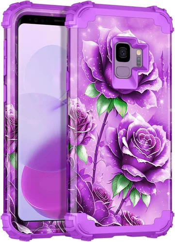 Miniatura 13 de Miqala Funda para Galaxy S9, brilla en la oscuridad, tres capas, resistente, a prueba de golpes, protección de cuerpo completo, parachoques