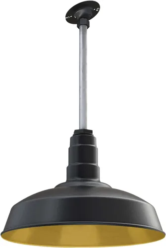 Miniatura 23 de Steel Lighting Co. Carson Barn Light Colgante montado en el techo Cúpula de 16 pulgadas Cable negro Luz de acero de estilo industrial