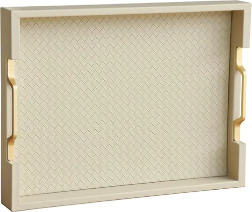Miniatura 20 de HofferRuffer Bandeja rectangular de servir con asas con agujeros para mesa de café, desayuno, té, comida, bandeja de servicio para mostrador
