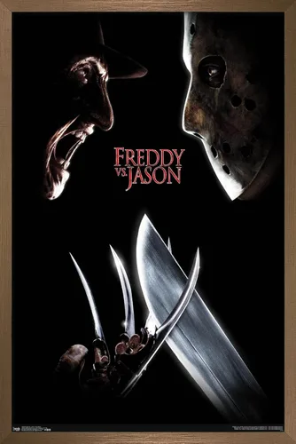 Miniatura 16 de Trends International Freddy vs. Jason - Póster de pared de una hoja, 14.725 x 22.375 pulgadas, versión enmarcada de madera de granero