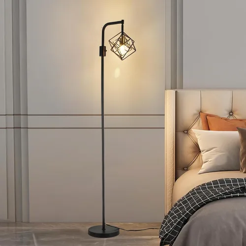 Miniatura 8 de Lámpara de pie regulable para sala de estar, 1 lámpara rústica de pie alta, moderna lámpara de pie brillante, lámpara de pie industrial
