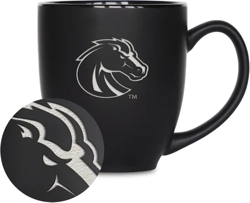 Miniatura 304 de Rico Industries - Taza de cerámica mate negra con grabado láser estándar de 15oz para NCAA (escuelas T & U) - Para bebidas calientes o frías