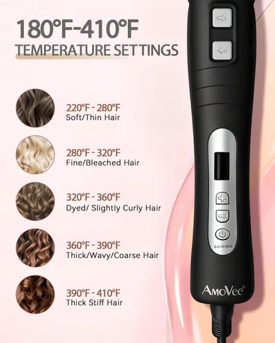 Miniatura 4 de Rizador de pelo con rotación automática: rizador de pelo automático de 1.25 pulgadas con temperatura ajustable de 180 °F a 410 °F y pantalla LCD