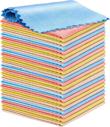 Miniatura 10 de Niveaya Paño de limpieza de vidrio de microfibra, paños multifuncionales reutilizables sin pelusas, paño de limpieza de ventana de ducha de acero