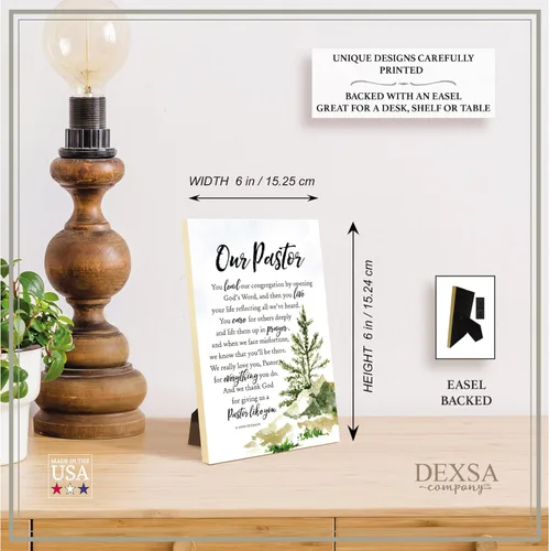 Miniatura 5 de DEXSA Our Pastor - Placa de madera con citas inspiradoras de 6 x 9 pulgadas, elegante marco vertical para pared y decoración de mesa, caballete
