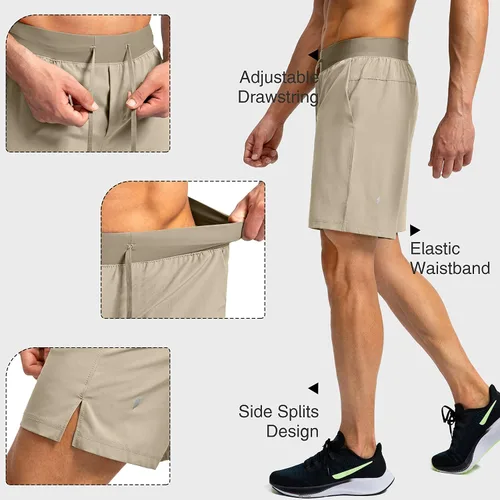 Miniatura 5 de Men's Running Shorts with Zipper Pockets 7 Inch Lightweight Quick Dry Gym Workout Athletic Shorts for Men
