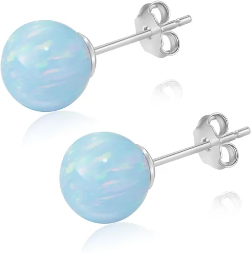 Natural Stone Stud Earrings for Women 8mm Sterling Silver Genuine Gemstone Earrings Handmade Sterling Silver Crystal Stud Earrings for Women