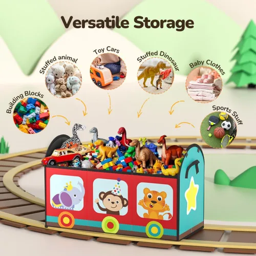 Miniatura 8 de YOHOOLYO Organizador de almacenamiento de juguetes para niños, 28.3 x 12.6 x 17.3 pulgadas, caja de juguetes grande y resistente con tapa y asas