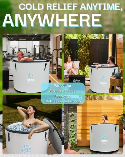 Miniatura 8 de Bañera de hielo inflable para atletas, compatible con enfriador de agua, bañera de inmersión fría para recuperación con tapa aislada, hoja de tierra