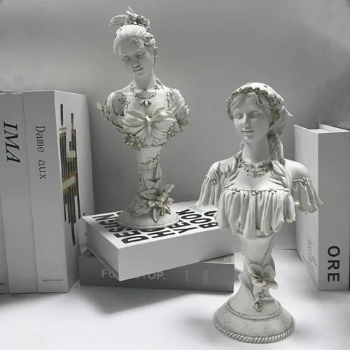 Busto de diosa griega, figuras de mitología griega, gran figura abstracta moderna, escultura, estatua de hada, yeso, arte, boceto, práctica, estatua