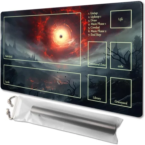 Miniatura 9 de MTG - Tapete de juego tamaño 24 x 14 pulgadas, bolsas de almacenamiento antideslizantes, ideal para entusiastas de los juegos de cartas, tapete