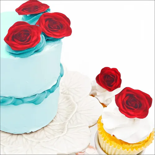 Miniatura 10 de Sugar Robot - Flores comestibles de amapola - Tamaño pequeño - Decoraciones comestibles para tartas de flores - Hecho a mano - Hecho en los Estados